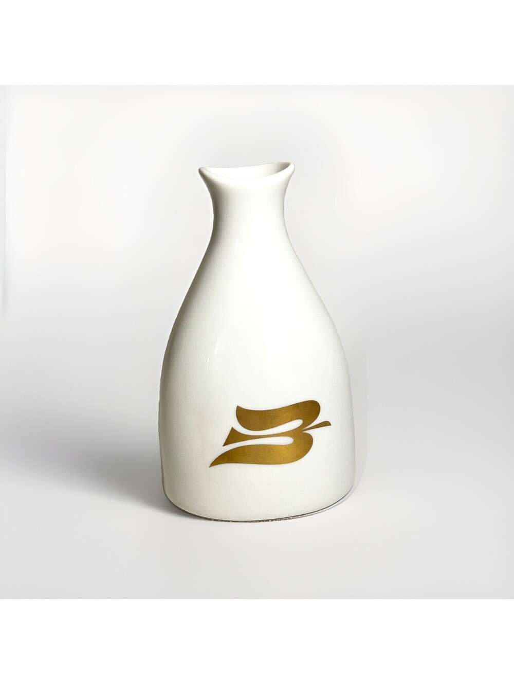 Vintge Porcelain Vase by Porsgrund Norway White Gold Gilt Dove 5.5"